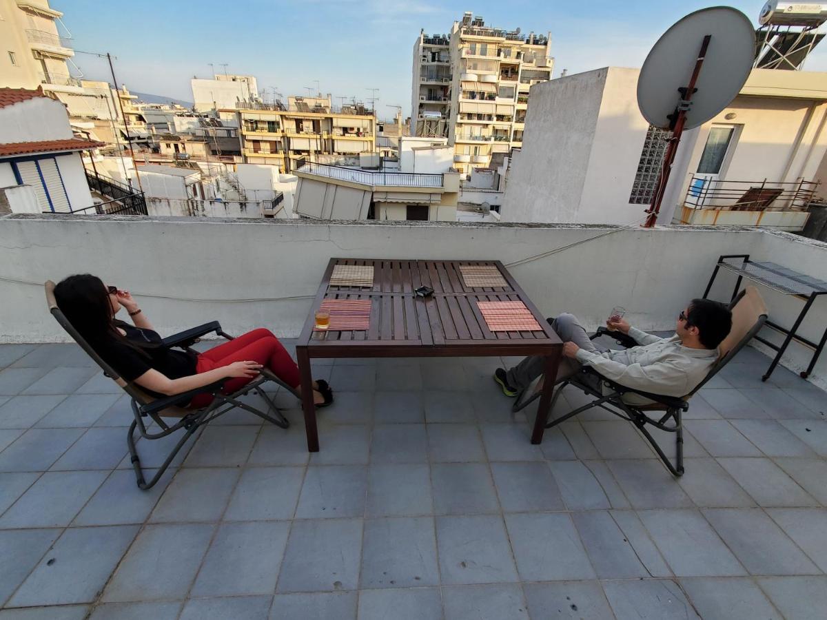 Terrace Roof Room @ Koridallos Metro St. & Piraeus Port Exteriör bild